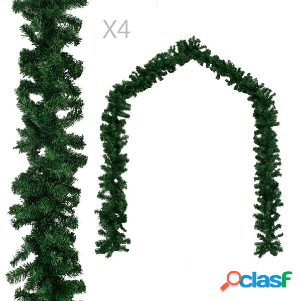 vidaXL Guirnaldas de Navidad 4 unidades PVC verde 270 cm