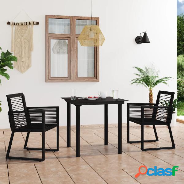 vidaXL Juego de comedor de jardín 3 piezas ratán PVC negro