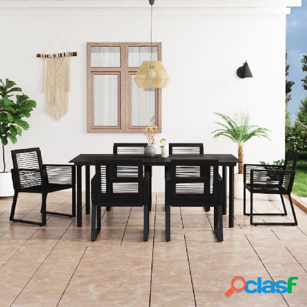 vidaXL Juego de comedor de jardín 7 piezas ratán PVC negro