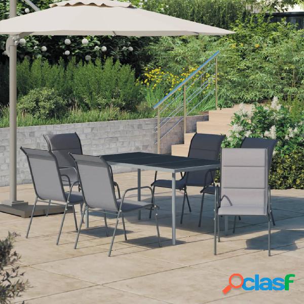 vidaXL Juego de comedor para jardín 7 piezas acero gris