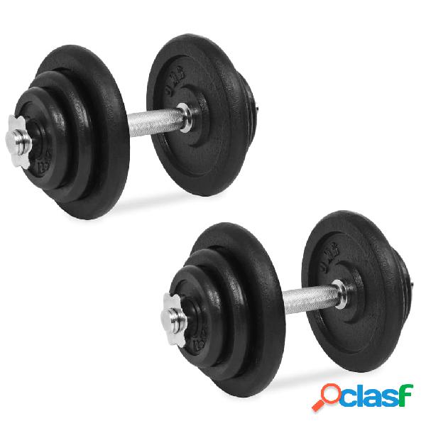 vidaXL Juego de mancuernas hierro fundido 18 piezas 40 kg