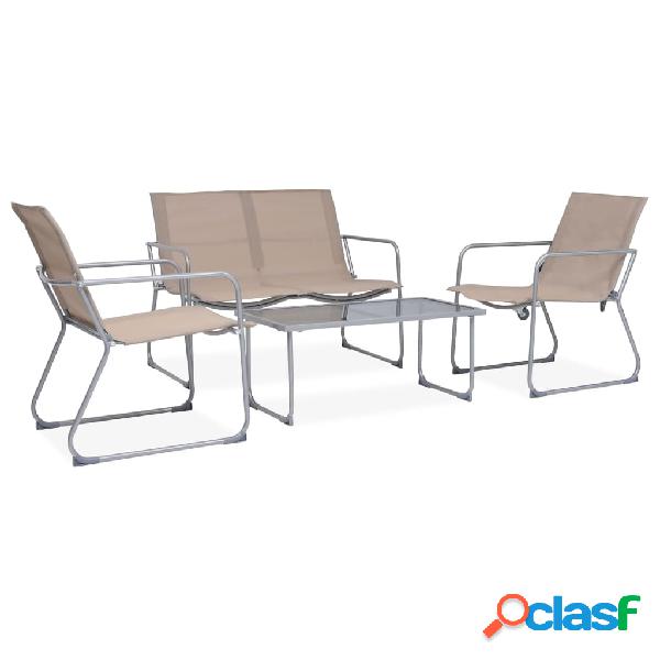 vidaXL Juego de muebles de jardín 4 piezas tela y acero