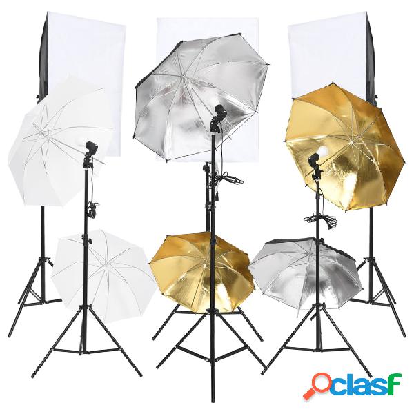vidaXL Kit de estudio fotográfico 6 pzas con set de luces y