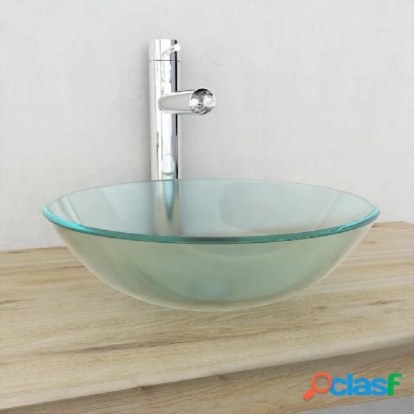 vidaXL Lavabo de vidrio templado 42 cm esmerilado