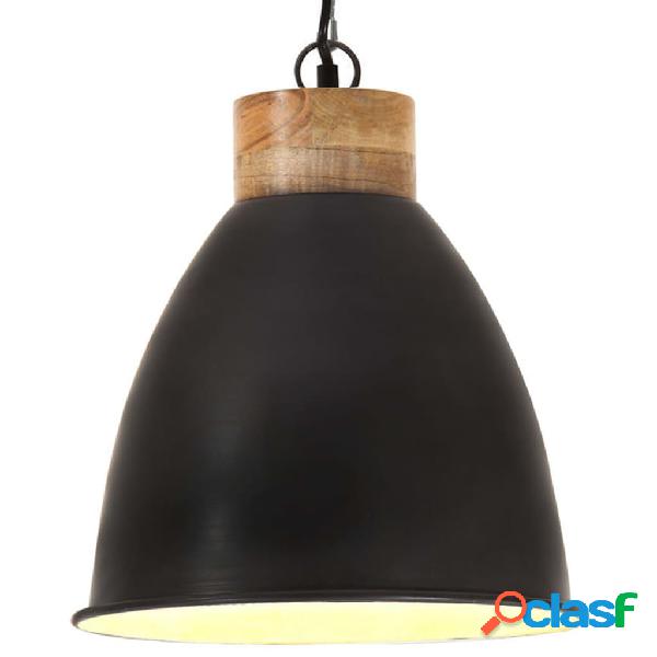 vidaXL Lámpara colgante industrial hierro negro y madera 35