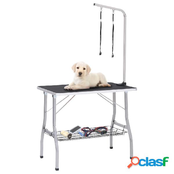 vidaXL Mesa de aseo ajustable para perros con 2 lazos y