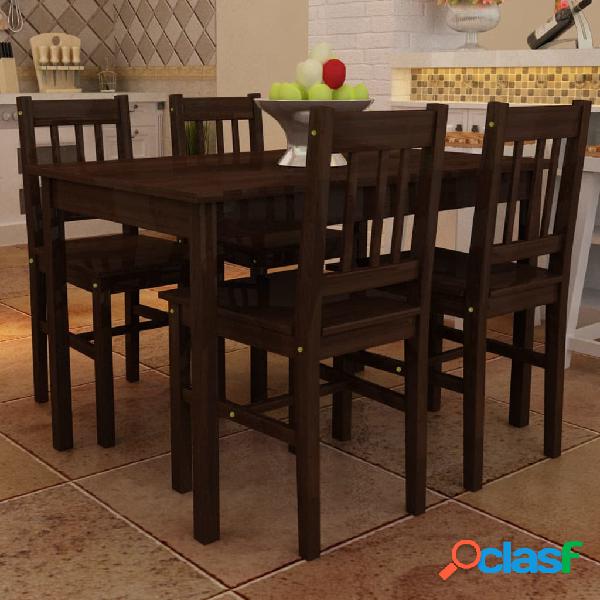 vidaXL Mesa de comedor y 4 sillas madera marrón