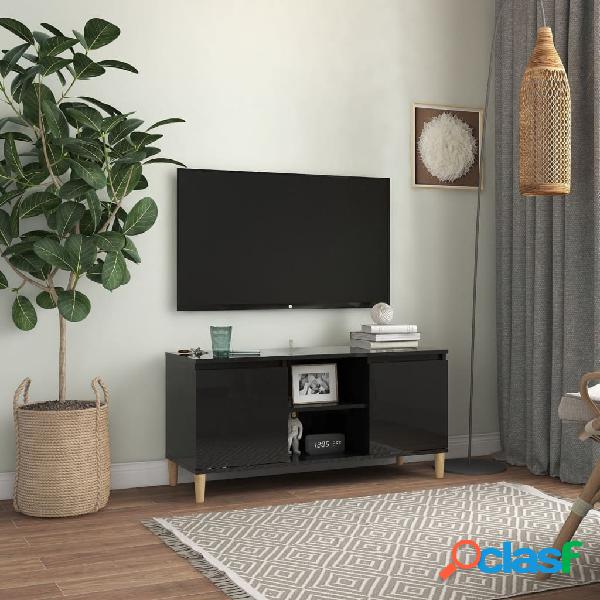 vidaXL Mueble de TV con patas madera negro brillante