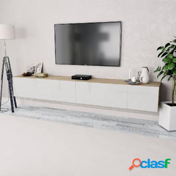 vidaXL Mueble para TV aglomerado roble y blanco con brillo 2