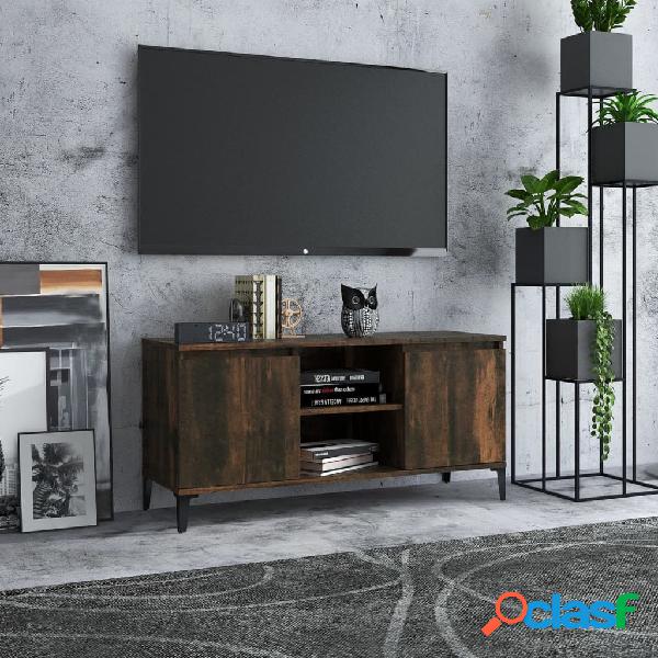 vidaXL Mueble para TV con patas de metal roble ahumado