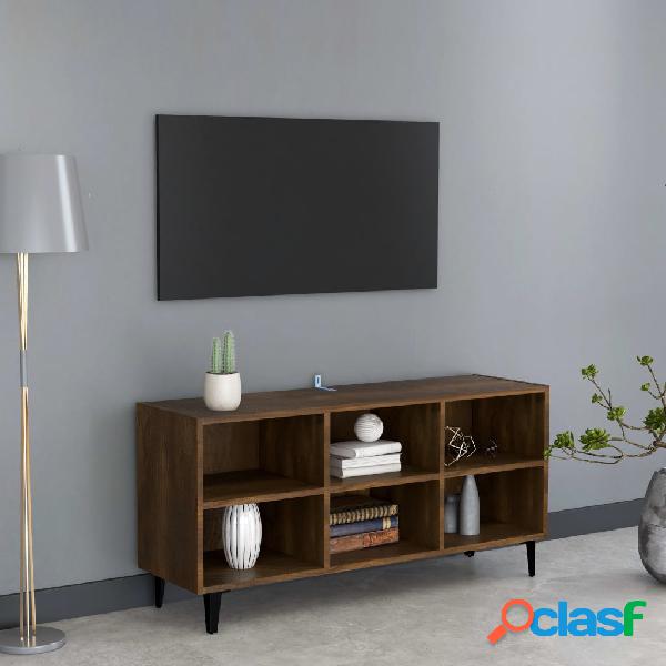 vidaXL Mueble para TV con patas de metal roble marrón