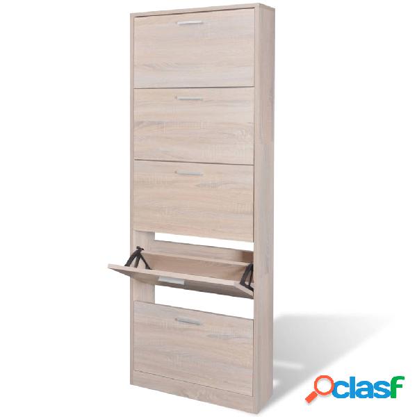 vidaXL Mueble zapatero color roble con 5 compartimentos
