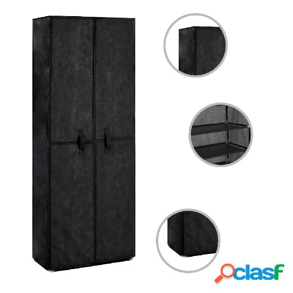 vidaXL Mueble zapatero de tela con funda negro 60x30x166 cm