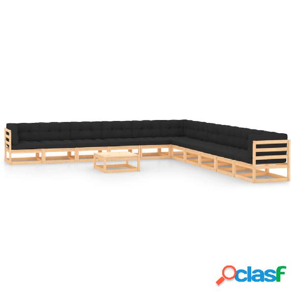 vidaXL Muebles de jardín 12 piezas cojines gris antracita