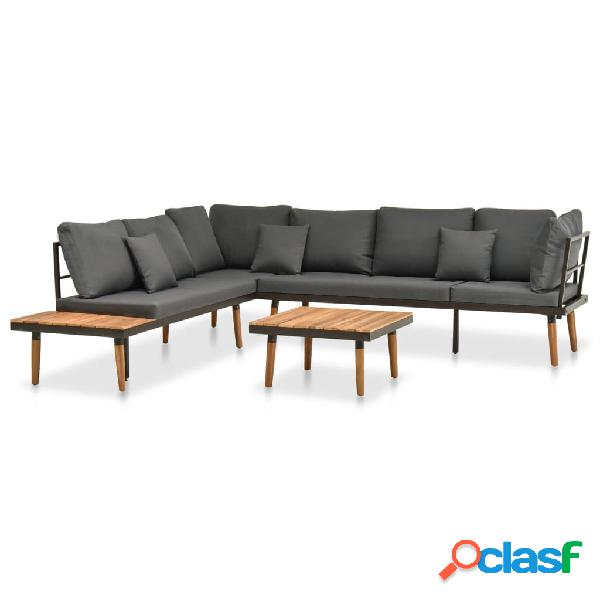 vidaXL Muebles de jardín 4 piezas con cojines madera maciza