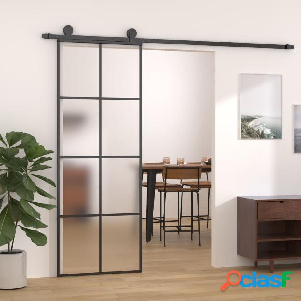 vidaXL Puerta corredera ESG vidrio y aluminio negra 76x205