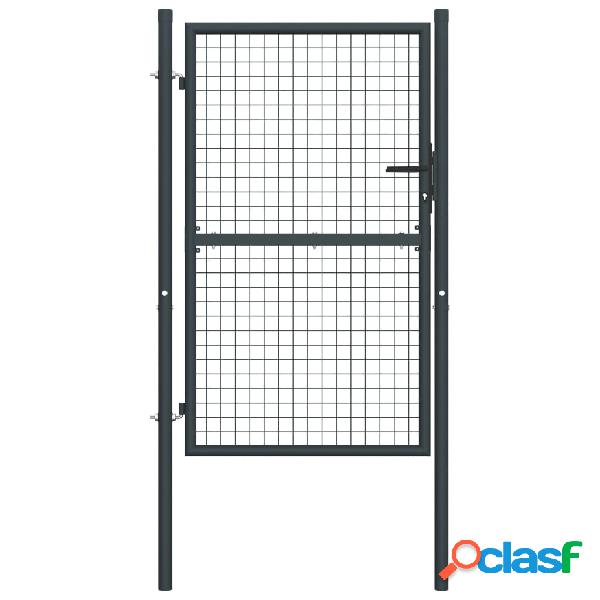 vidaXL Puerta de malla de jardín de acero galvanizado gris