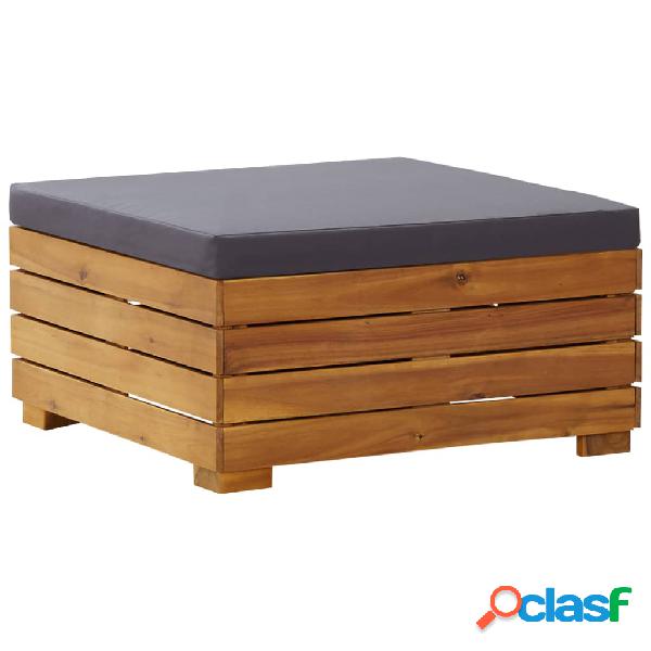 vidaXL Reposapiés seccional con cojín madera maciza de