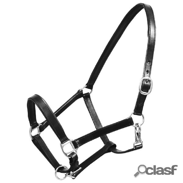 vidaXL Ronzal/Cabestro de Cuero Negro Ajustable Para Caballo