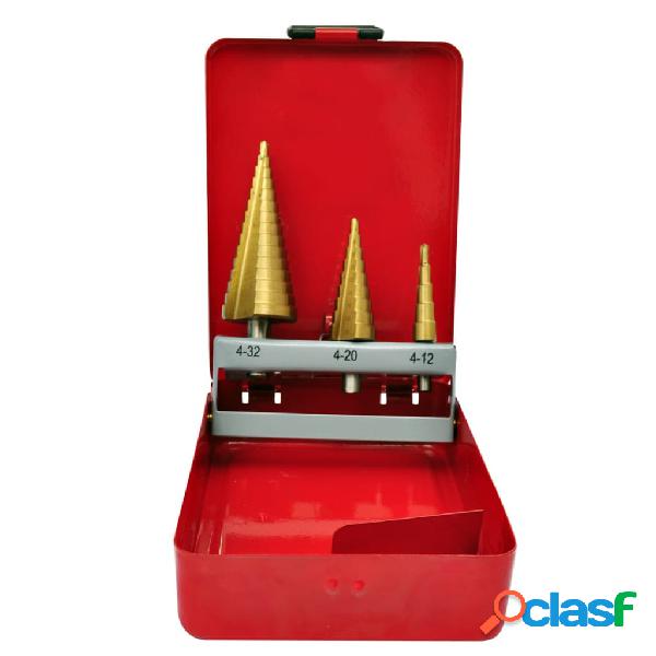 vidaXL Set De Taladro De Paso Hss Broca Escalonada 3-Piezas