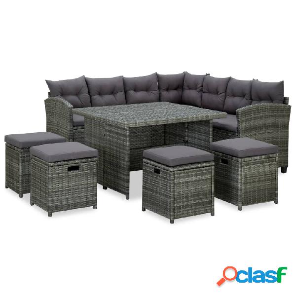 vidaXL Set de muebles de jardín 6 pzas y cojines ratán
