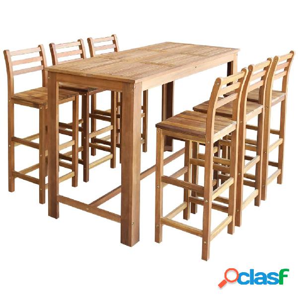 vidaXL Set mesa de bar y sillas 7 piezas de madera de acacia