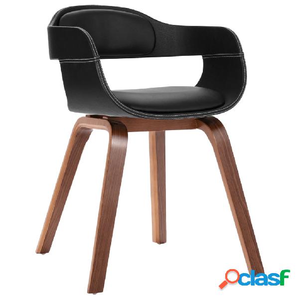 vidaXL Silla de comedor de madera curvada y cuero artificial