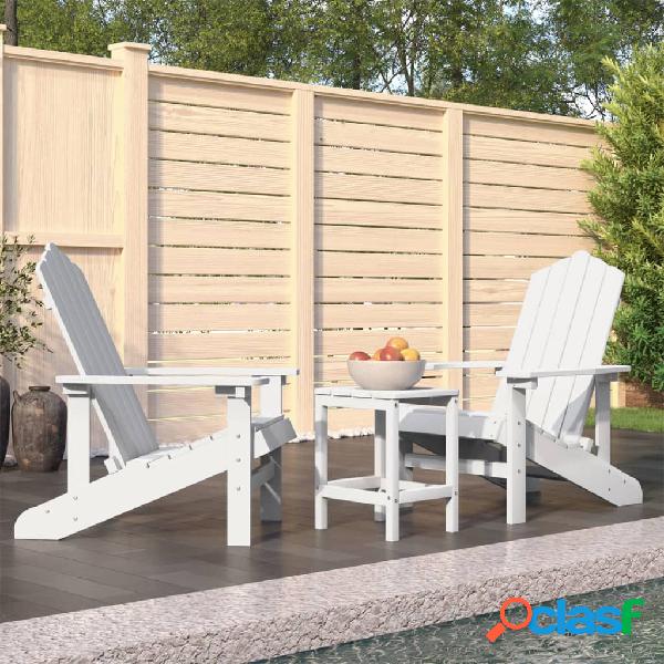 vidaXL Sillas de jardín Adirondack con mesa HDPE blanco