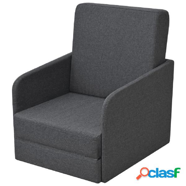 vidaXL Sillón convertible en cama tela gris oscuro