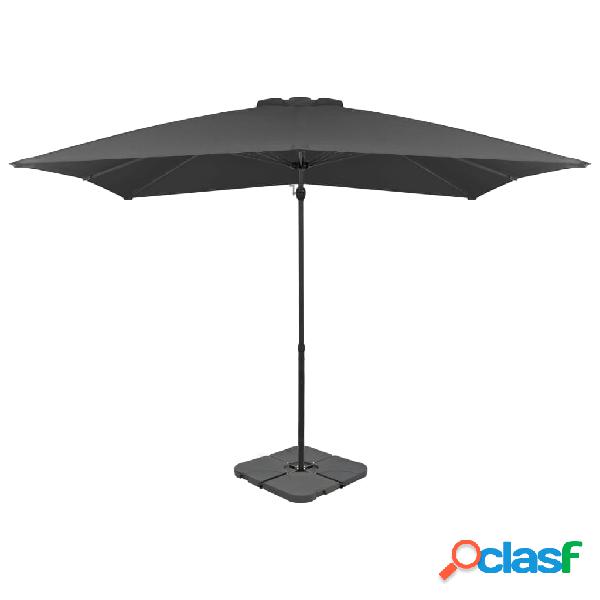 vidaXL Sombrilla de jardín con base portátil gris