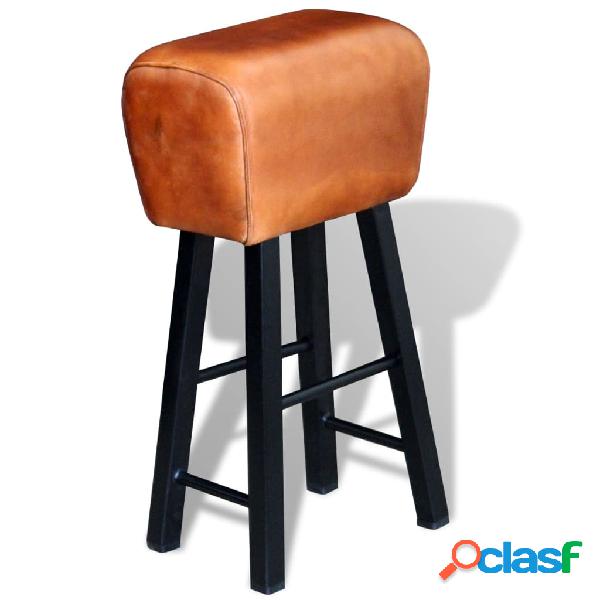 vidaXL Taburete de cocina de cuero auténtico negro y