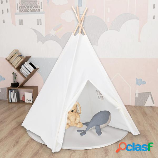 vidaXL Tienda tipi niños y bolsa piel melocotón blanco