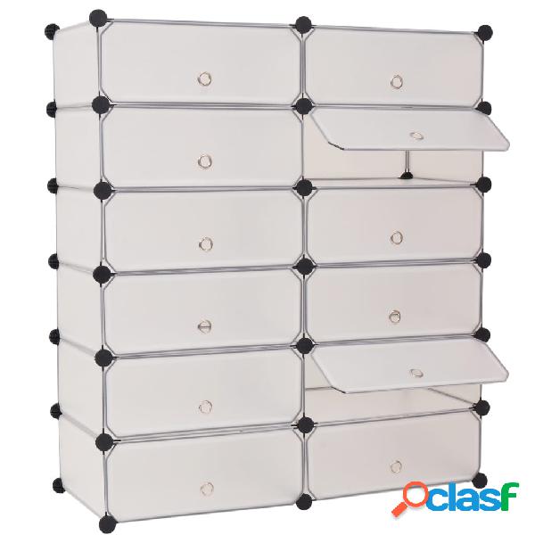 vidaXL Zapatero apilable con 12 compartimentos blanco