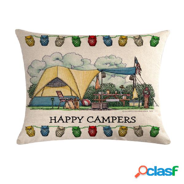 1 PC vendimia Cartoon Camper Van Patrón Funda de almohada