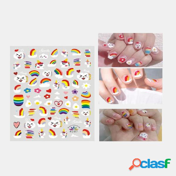3D Colorful Uña Etiqueta engomada de la serie del arco iris