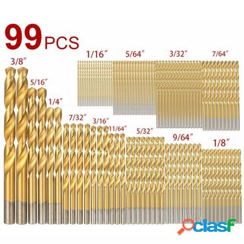 99Pcs Juego de brocas de 1/16 '' - 3/8 '' Herramientas de