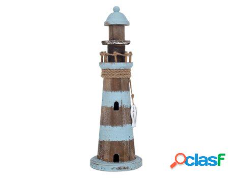 Adorno Faro Mar Marrón de Madera 37X12X12cm Figura Marinera