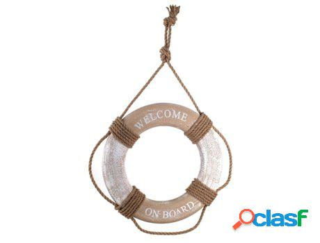 Adorno Pared Salvavidas Marrón de Madera 35X5X35cm Colgante