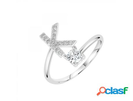 Anillo SC_CRYSTAL Letra (bañado a rodio - 9mm x 7mm)