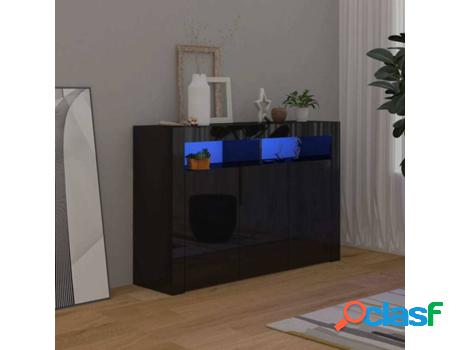 Aparador VIDAXL con Luces LED (Negro Brillante - Madera