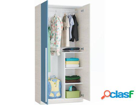 Armario HABITDESIGN Wic (Beis y Azul - Melamina - 90x200x52