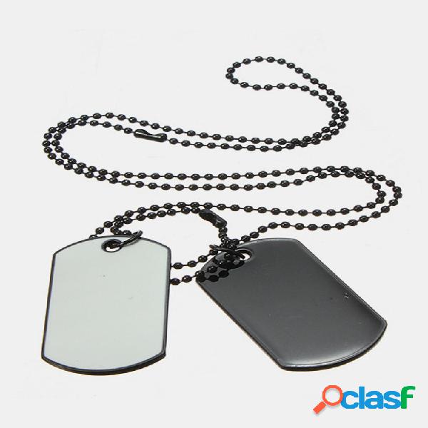 Army Style White Black 2 Perro Collar con etiqueta