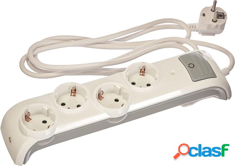 Base Múltiple Electraline 4 Tomas 2m Blanco/Gris con