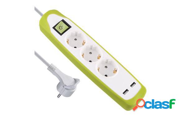 Base múltiple de Silicona Electraline 3T+2Usb 2m