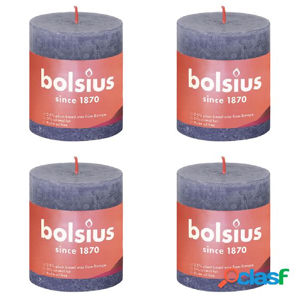 Bolsius Velas rústicas Shine 4 unidades azul crepúsculo