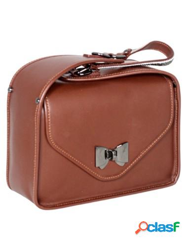 Bolso Bombonera De Piel Para Mujer Marrón