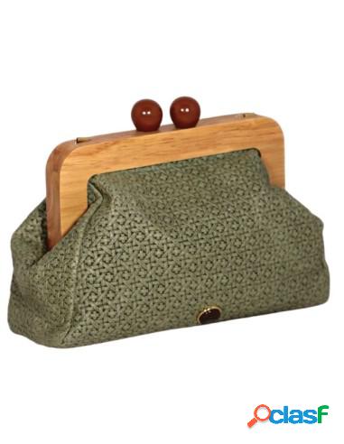 Bolso Clutch Martina K De Piel Verde Oliva, Atenuado