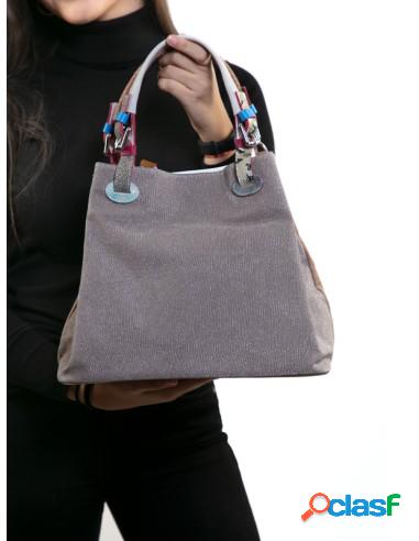 Bolso De Piel Para Mujer Con Estampado Brillante Visón