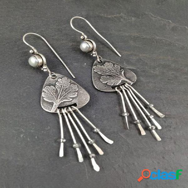 Borlas con incrustaciones de perlas vintage Mujer Pendientes