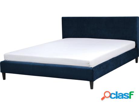 Cama Fitou (Azul - Terciopelo -214x170x87 cm)